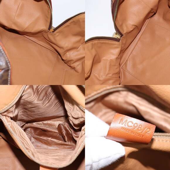 CELINE Macadam Canvas Boston Bag Pvc Leather Brown Gold - Picture 12 of 12